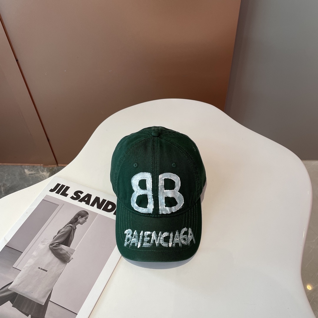 Balenciaga BB Sprayed Green Cap