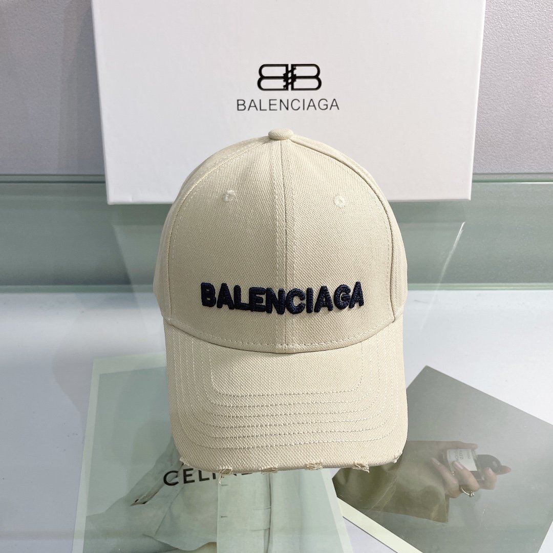 Balenciaga Logo Front Cap In Beige