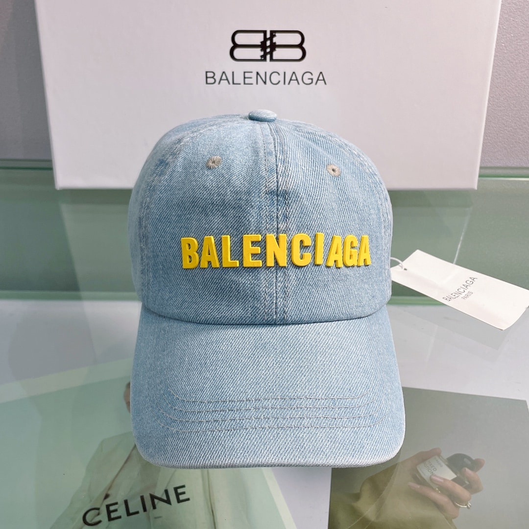 Balenciaga Logo Front Cap In Blue