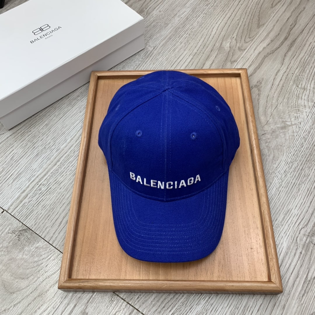 Balenciaga Logo Front Cap In Blue