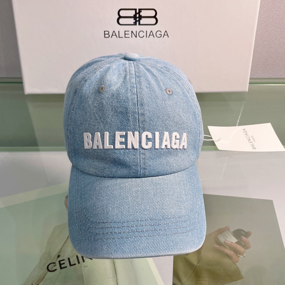 Balenciaga Logo Front Cap In Blue