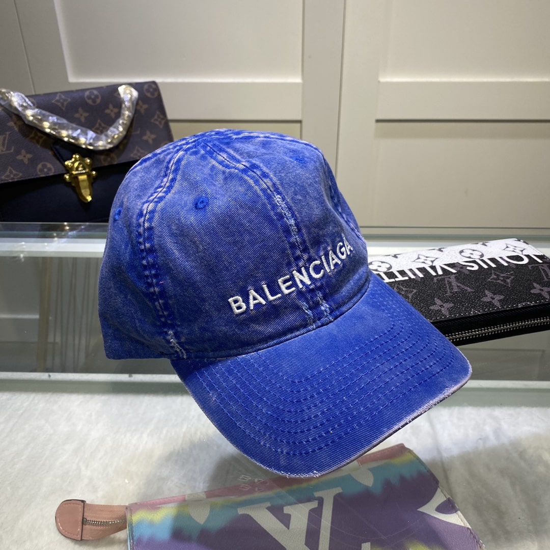 Balenciaga Logo Front Cap In Blue