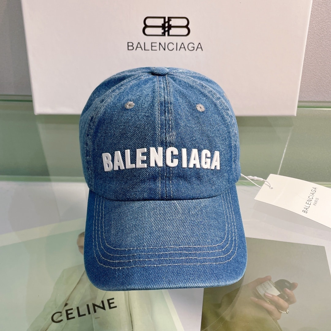 Balenciaga Logo Front Cap In Blue