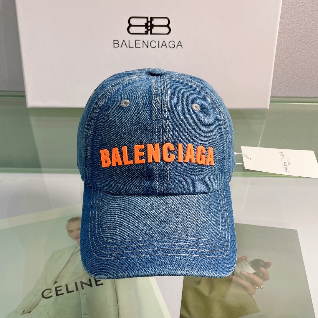 Balenciaga Logo Front Cap In Blue