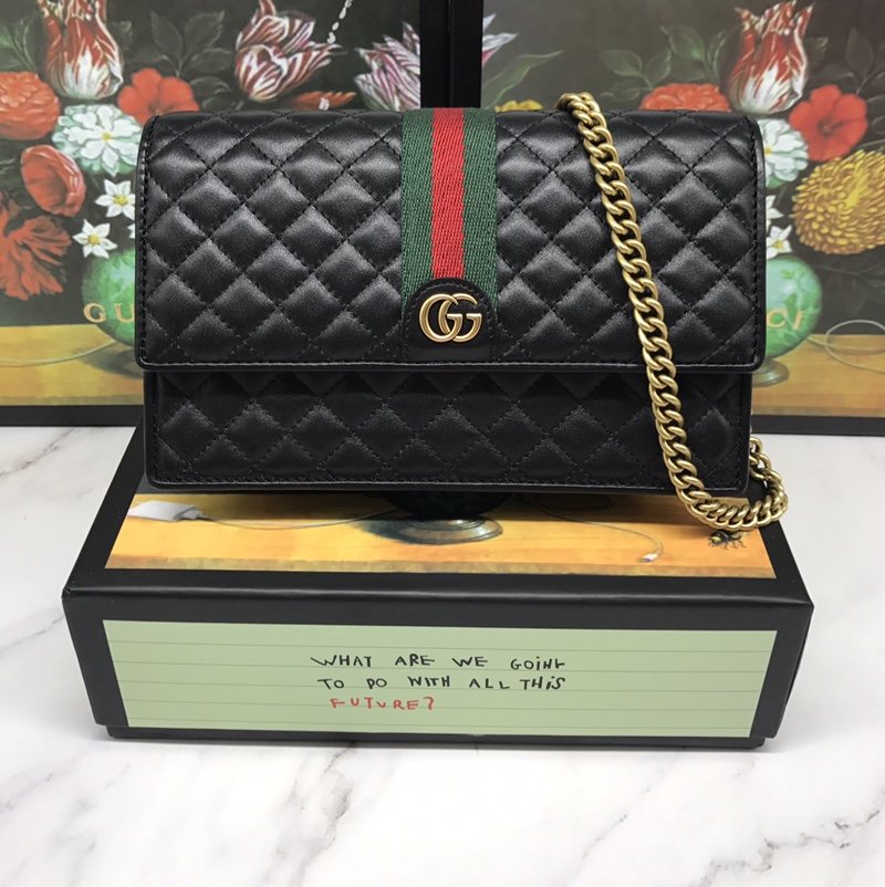 Black GG Marmont Quilted Wallet 20cm – Fapert