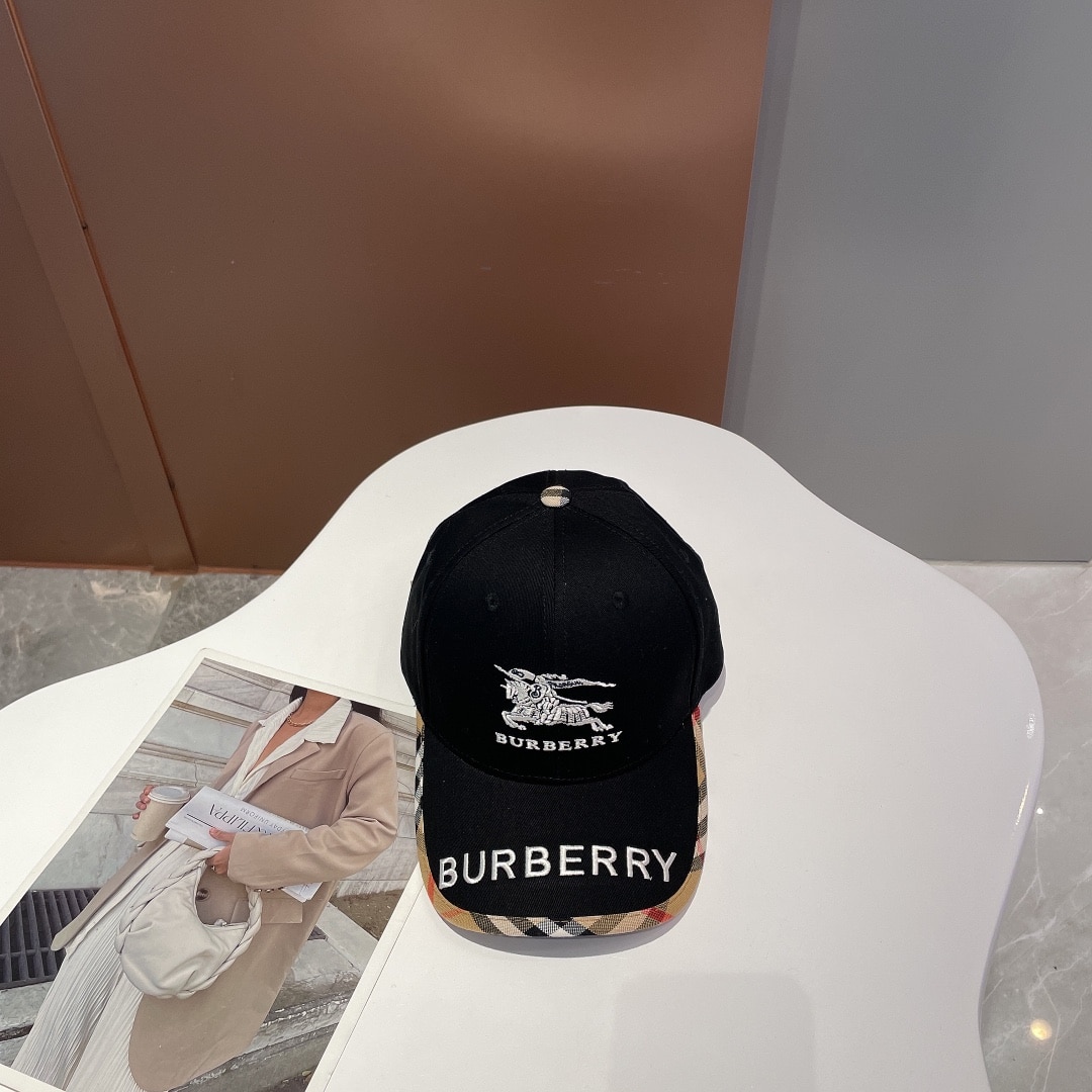 Burberry Monogram Motif Icon Stripe Cotton Baseball Cap Black