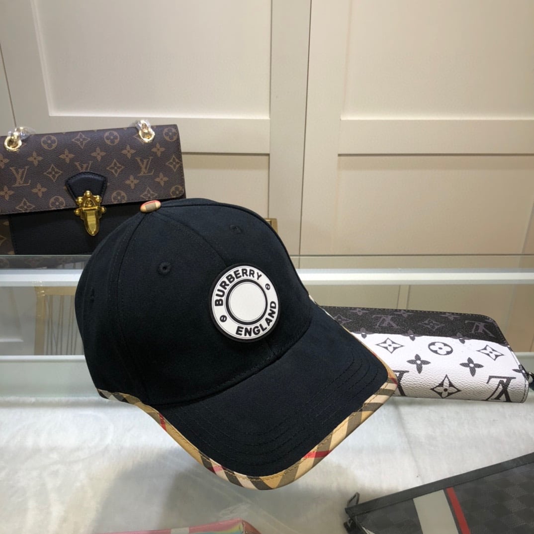 Burberry Monogram Motif Icon Stripe Cotton Baseball Cap Black