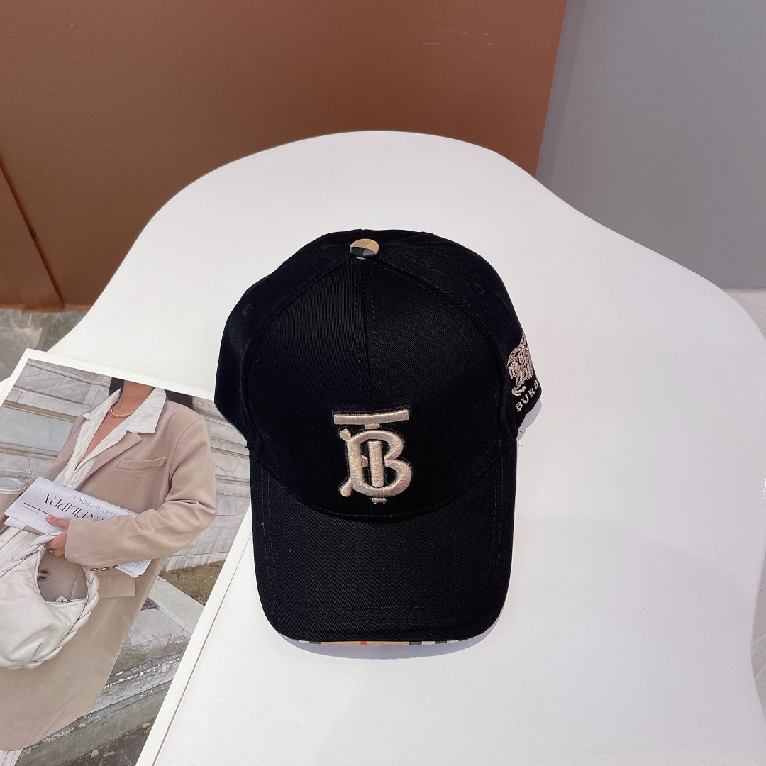 Burberry Monogram Motif Icon Stripe Cotton Baseball Cap Black