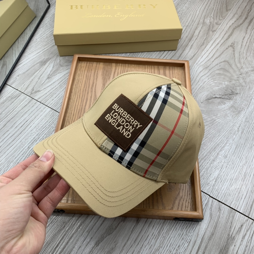 Burberry Monogram Motif Icon Stripe Cotton Baseball Cap In Beige