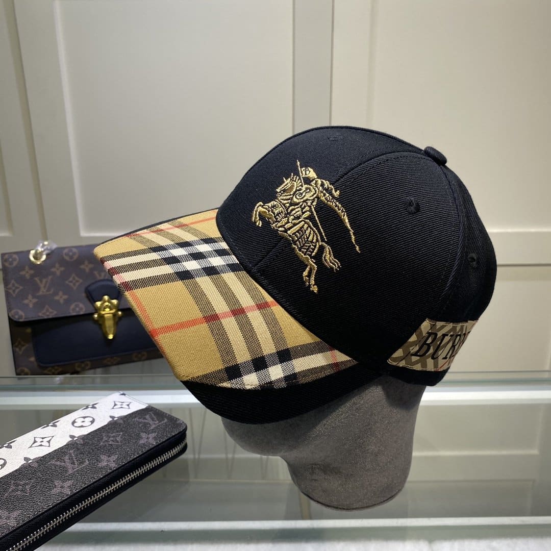 Burberry Monogram Motif Icon Stripe Cotton Baseball Cap In Black