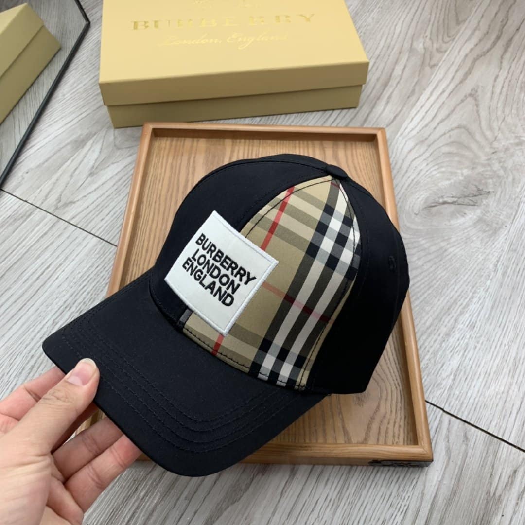 Burberry Monogram Motif Icon Stripe Cotton Baseball Cap In Black