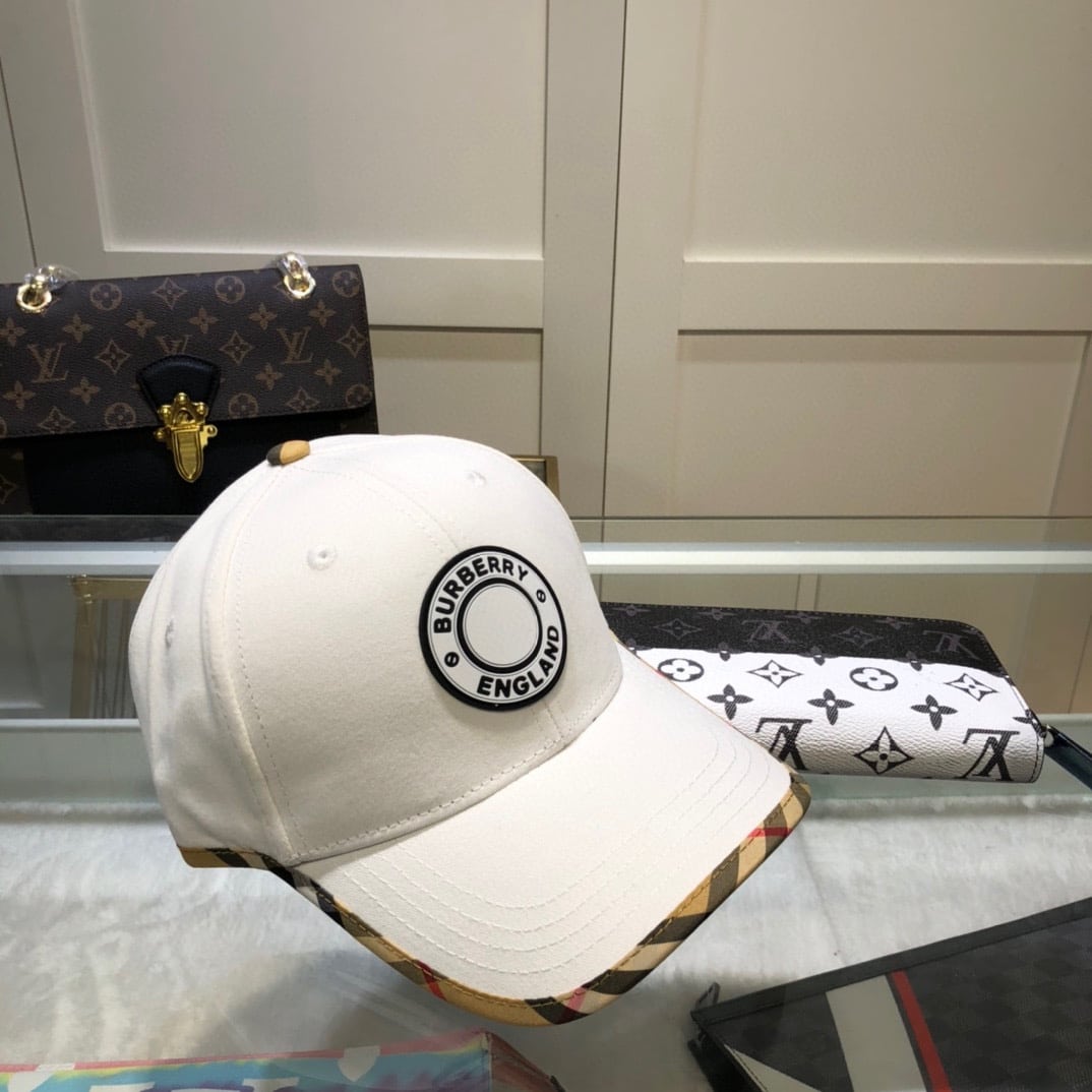 Burberry Monogram Motif Icon Stripe Cotton Baseball Cap White