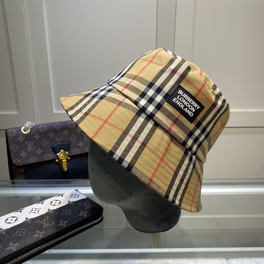 Burberry Vintage Check Technical Cotton Bucket Hat Beige