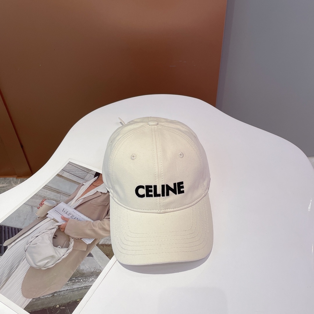 Celine Baseball Cap In Cotton Beige