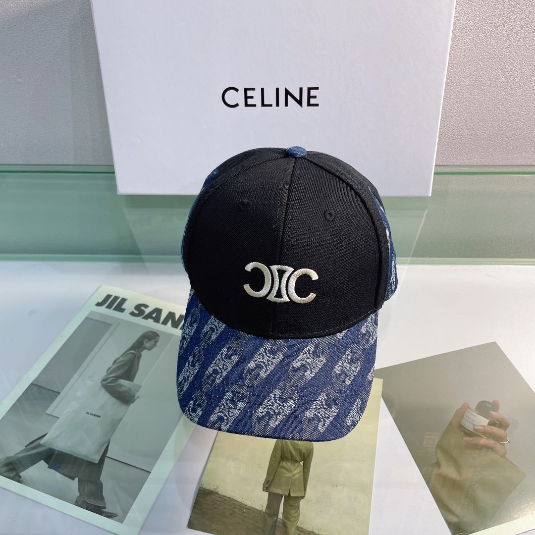 Celine Baseball Cap In Cotton Black