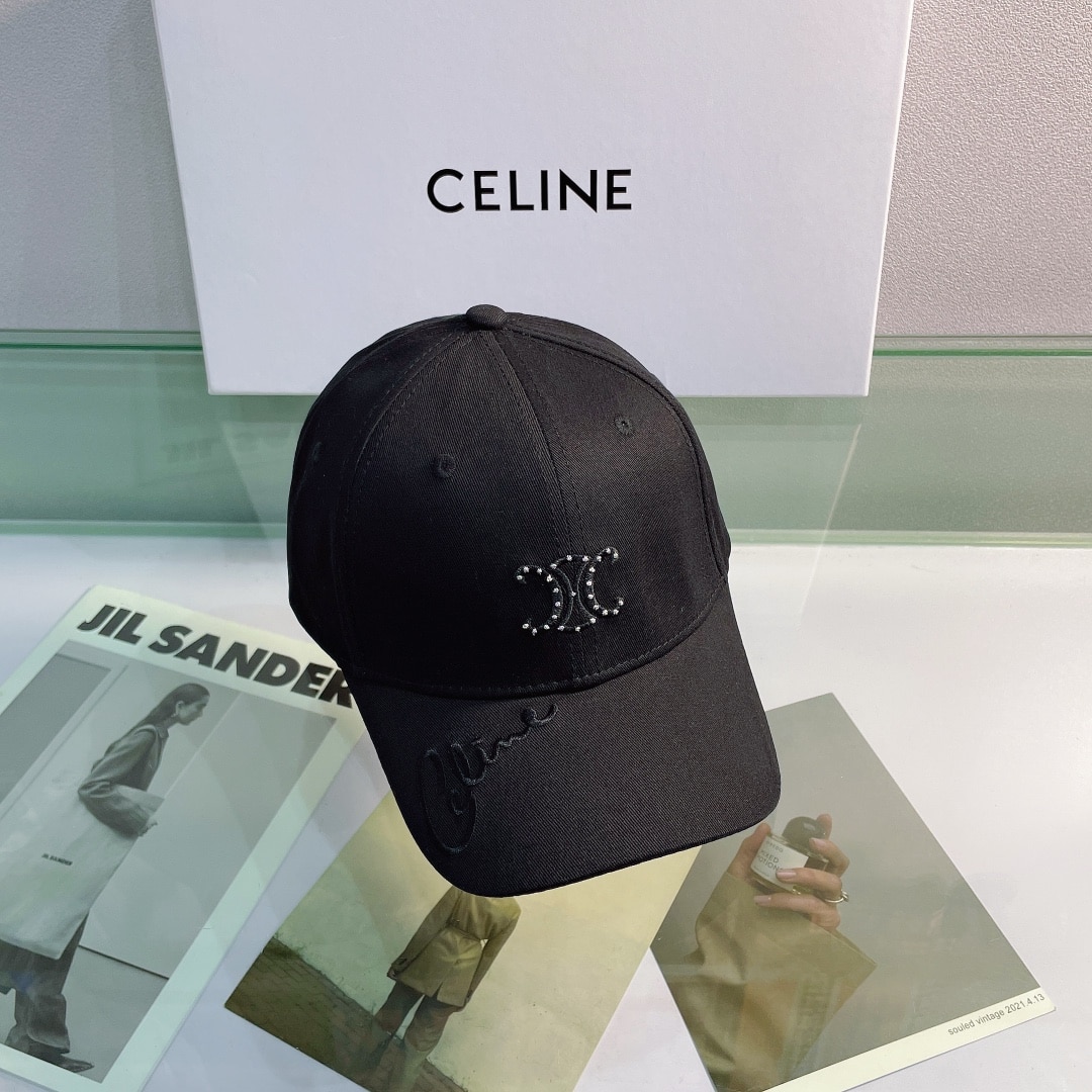 Celine Baseball Cap In Cotton Black