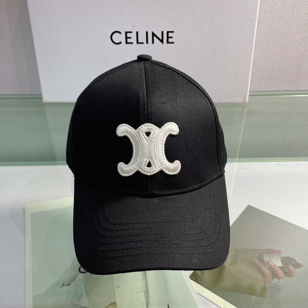 Celine Baseball Cap In Cotton Black