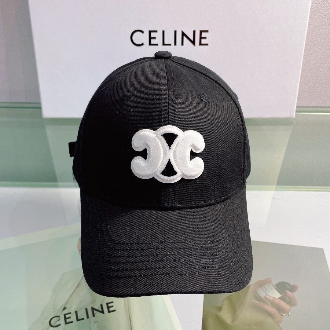 Celine Baseball Cap In Cotton Black