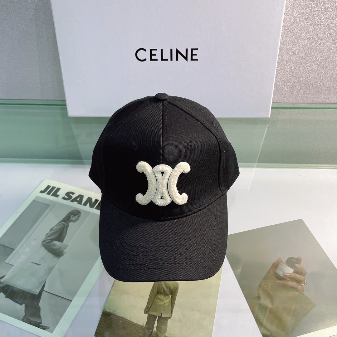 Celine Baseball Cap In Cotton Black