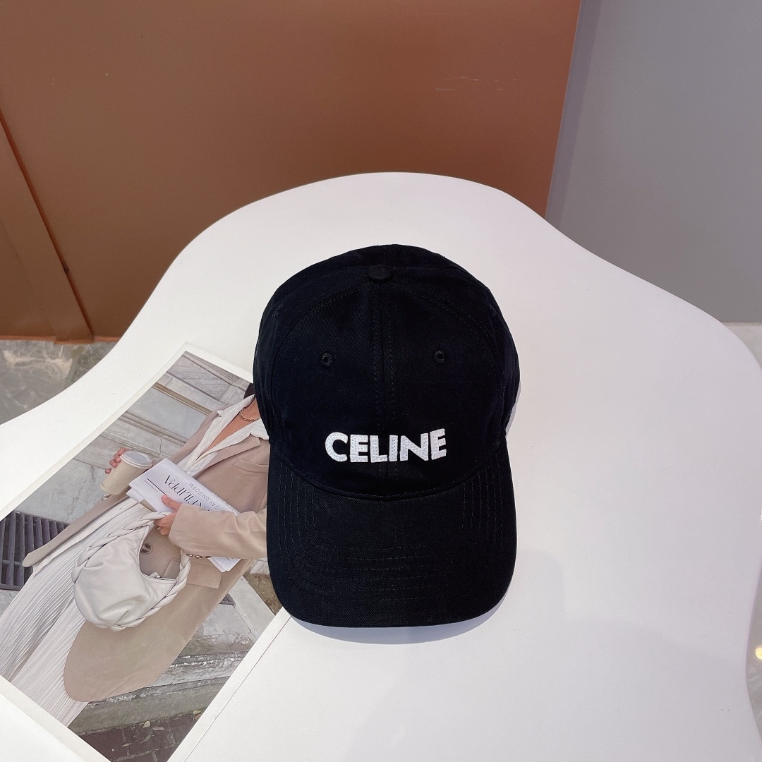 Celine Baseball Cap In Cotton Black