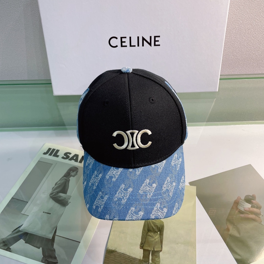 Celine Baseball Cap In Cotton Black