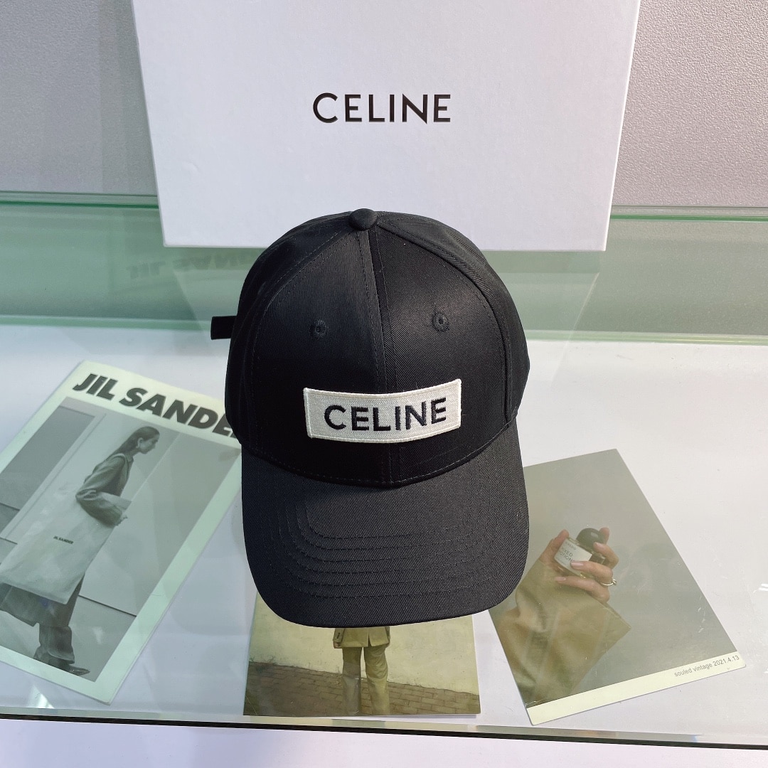 Celine Baseball Cap In Cotton Black