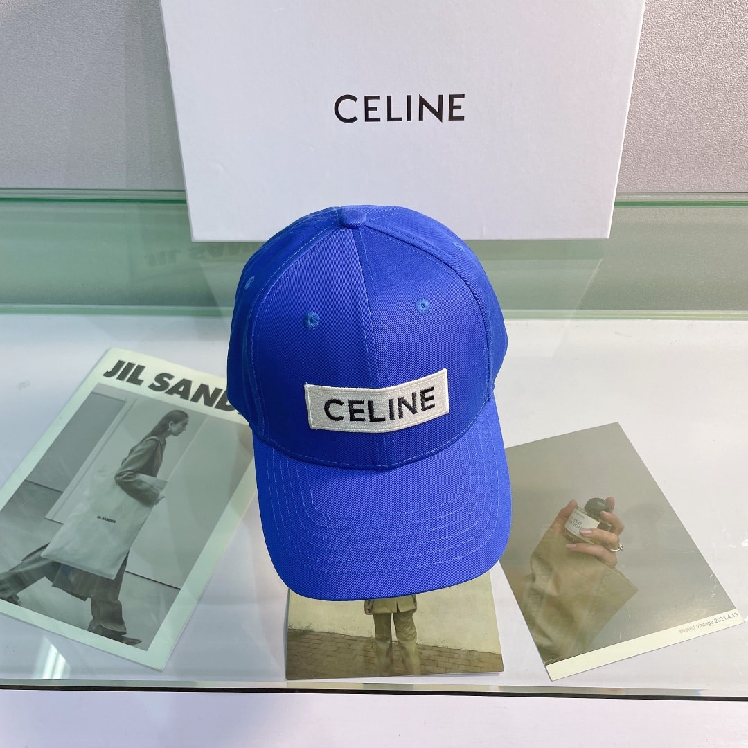 Celine Baseball Cap In Cotton Blue