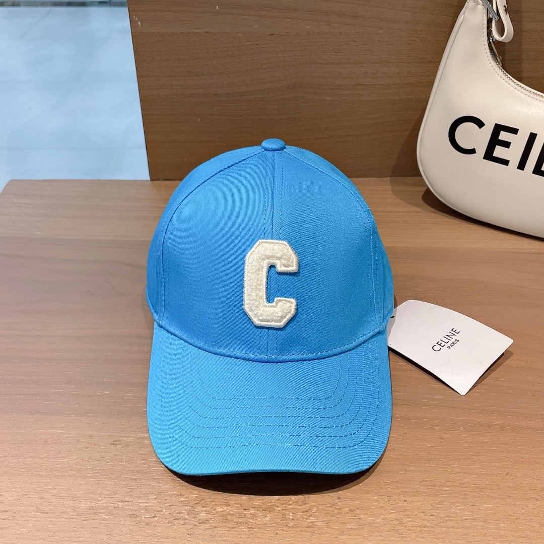 Celine Baseball Cap In Cotton Blue