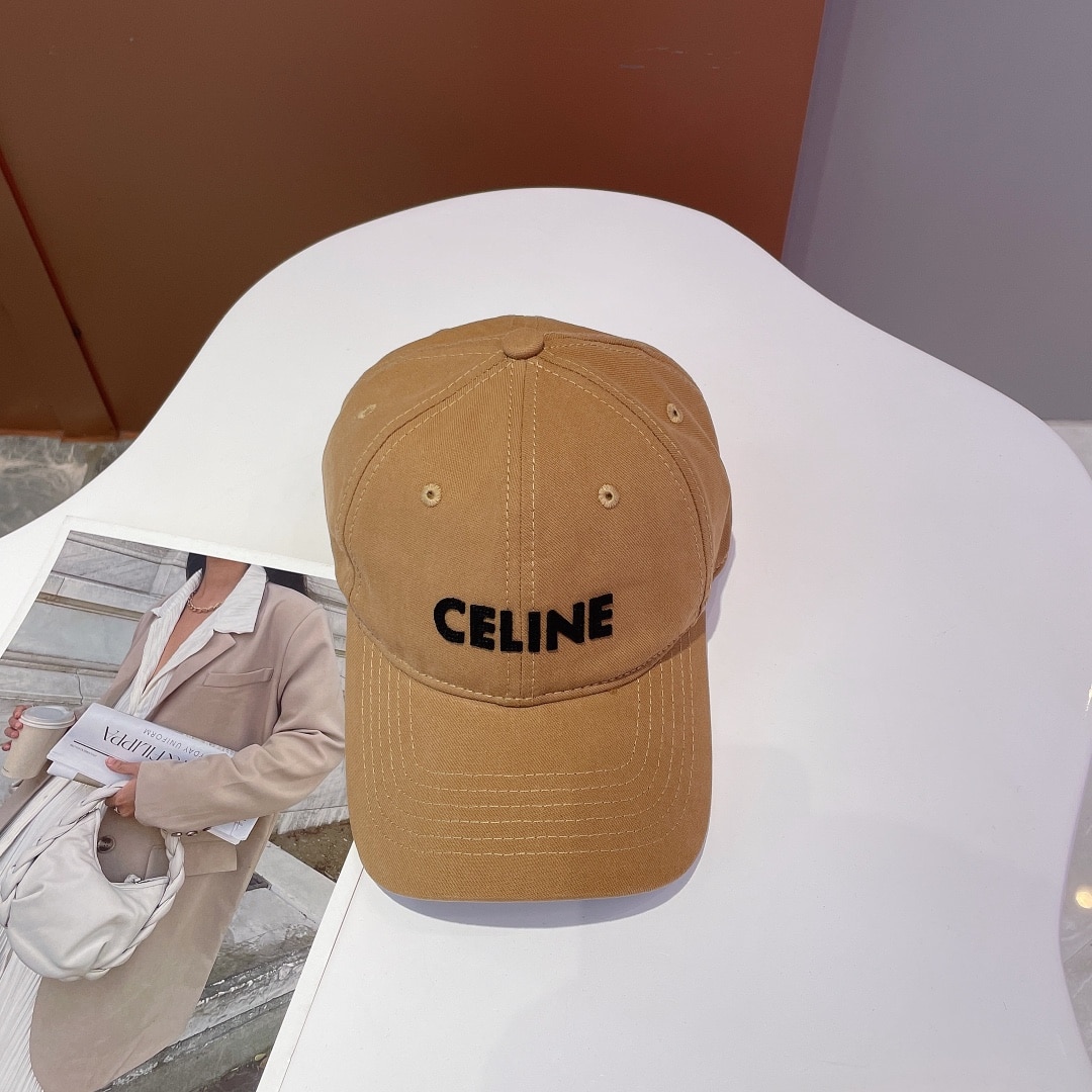 Celine Baseball Cap In Cotton Brown