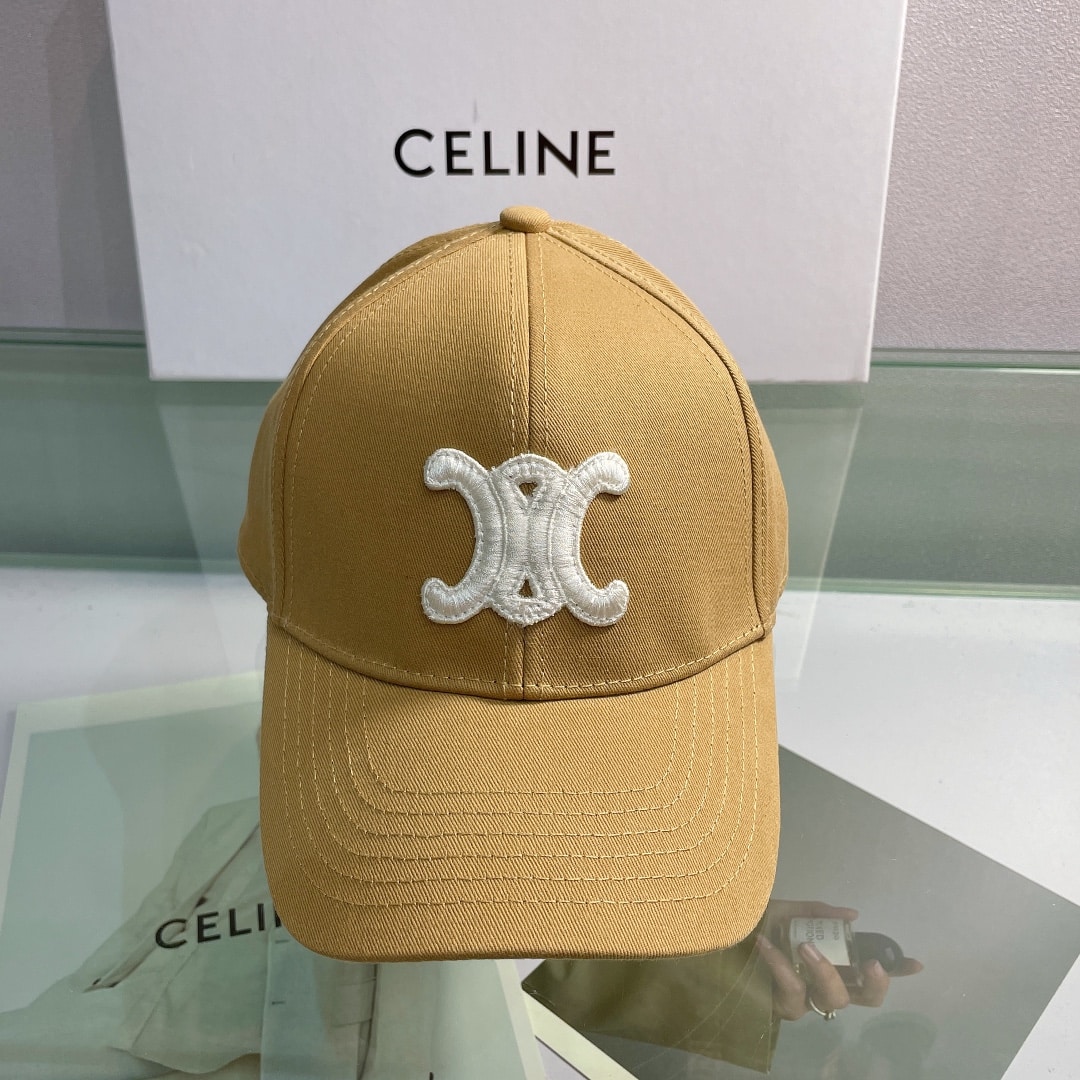 Celine Baseball Cap In Cotton Brown