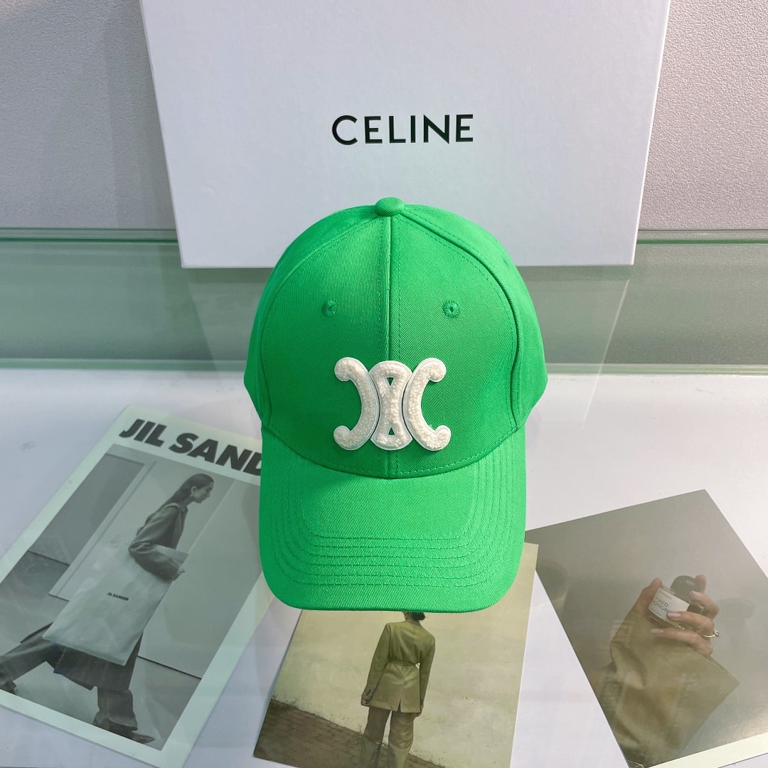 Celine Baseball Cap In Cotton Green