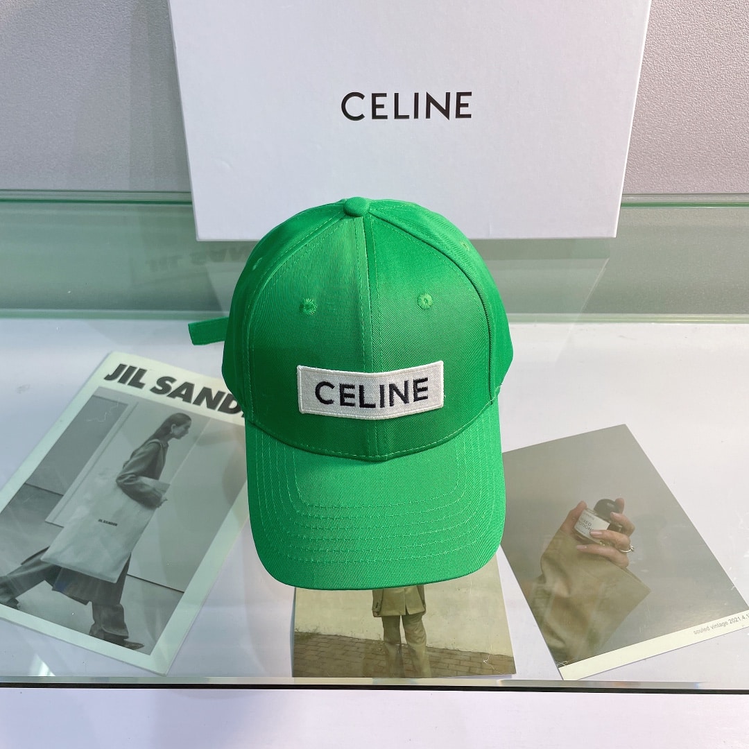 Celine Baseball Cap In Cotton Green