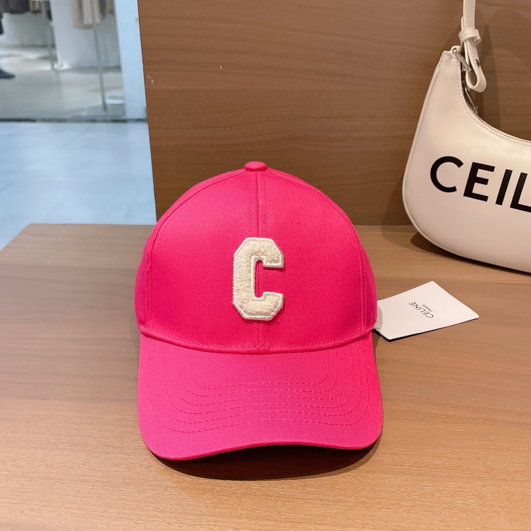 Celine Baseball Cap In Cotton Pink