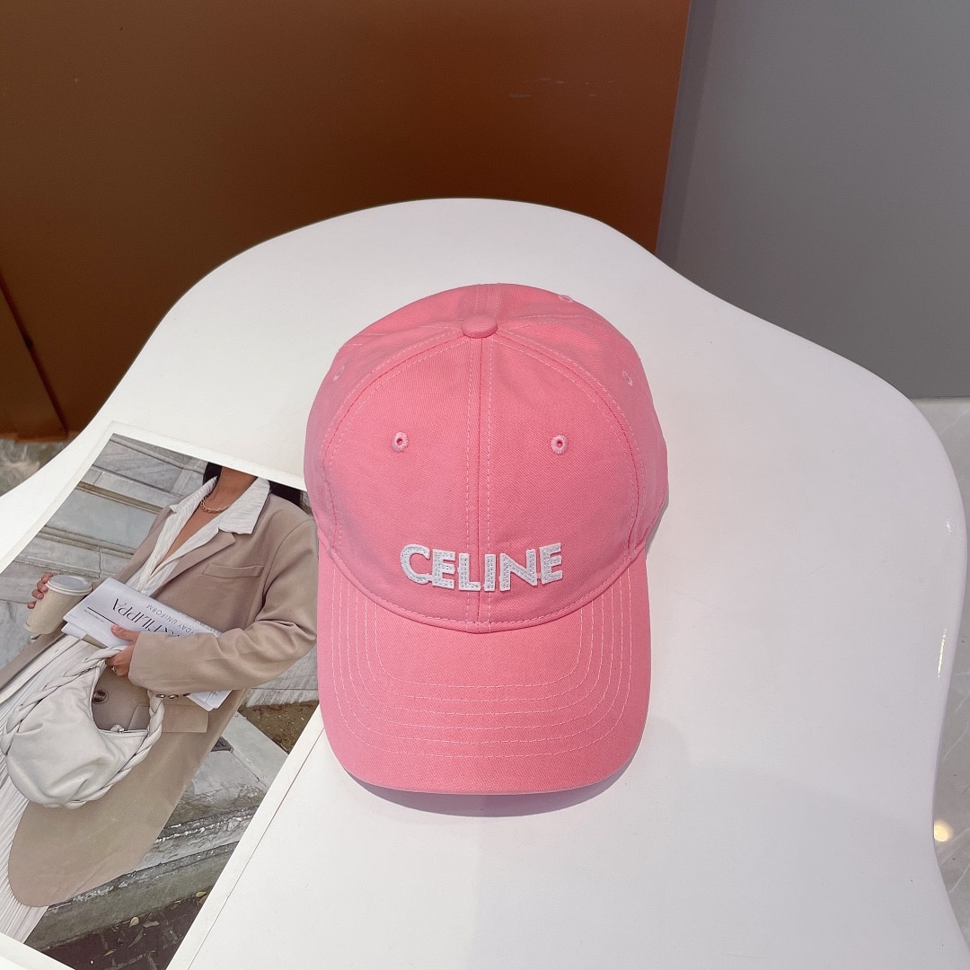 Celine Baseball Cap In Cotton Pink