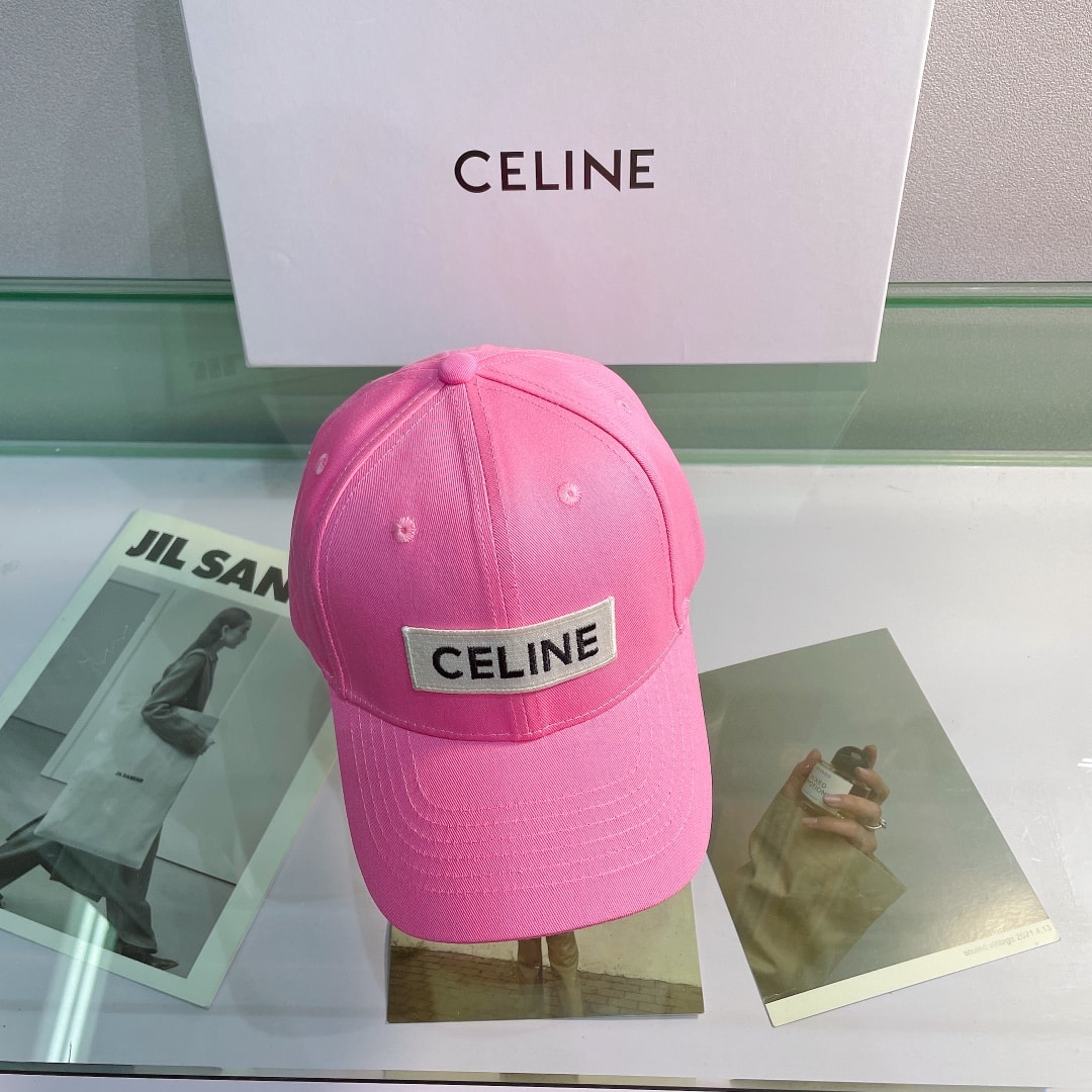 Celine Baseball Cap In Cotton Pink