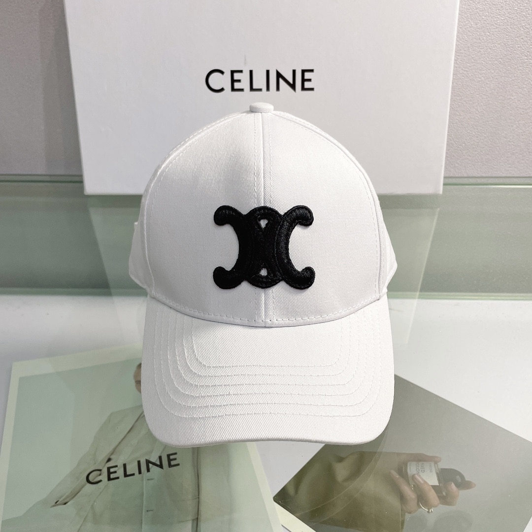 Celine Baseball Cap In Cotton White