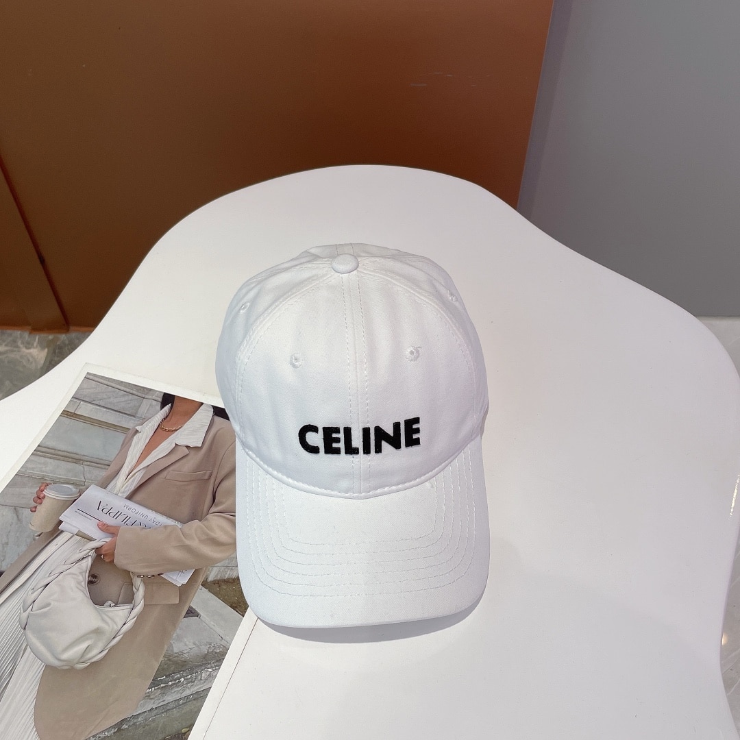 Celine Baseball Cap In Cotton White