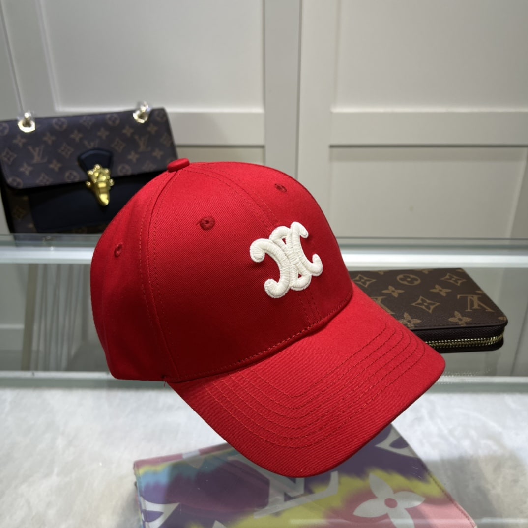 Celine Triomphe Baseball Cap Red Celine Cap