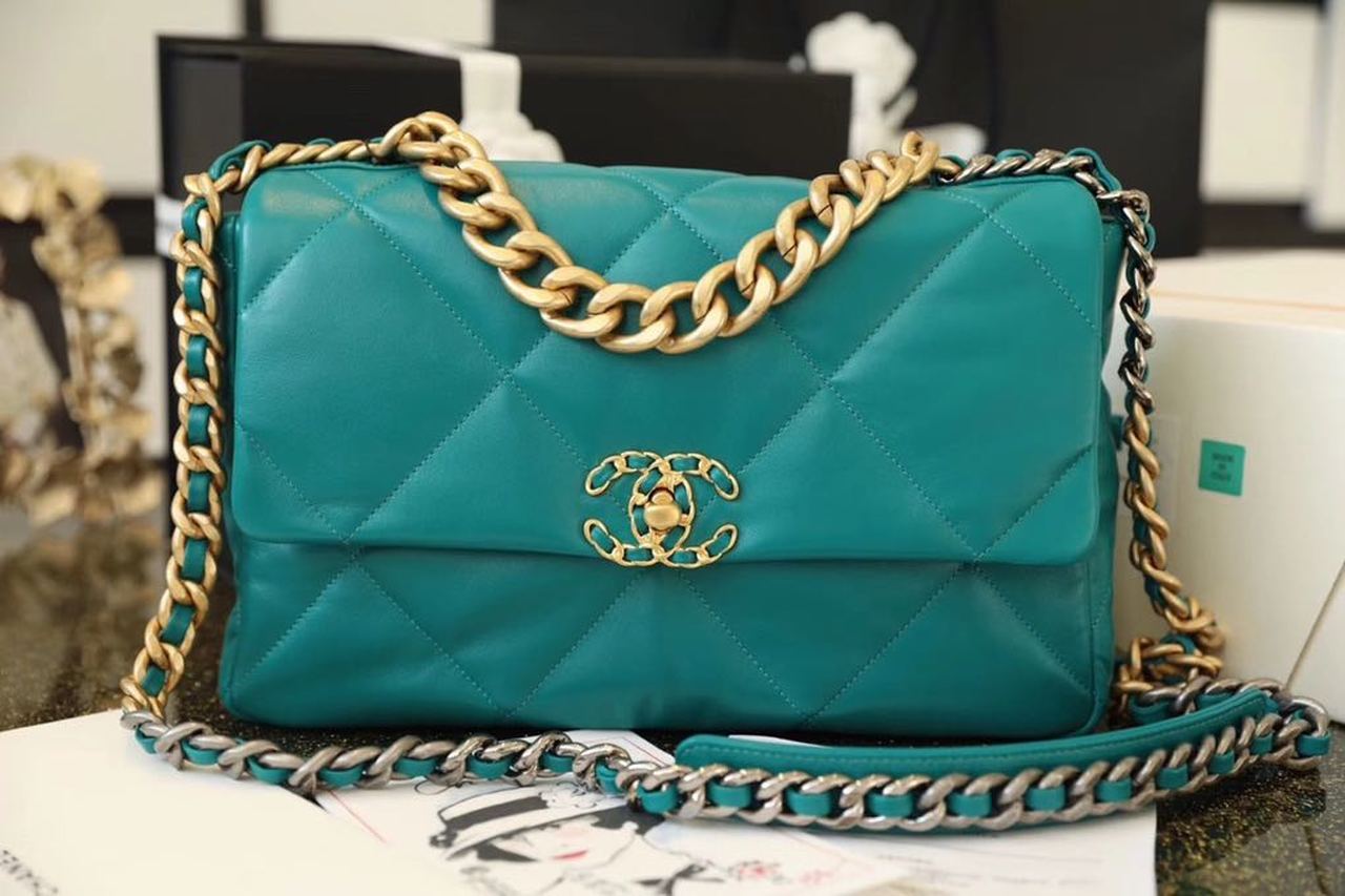 Chanel 19 Handbag 26cm Teal For Women AS1160 – Fapert