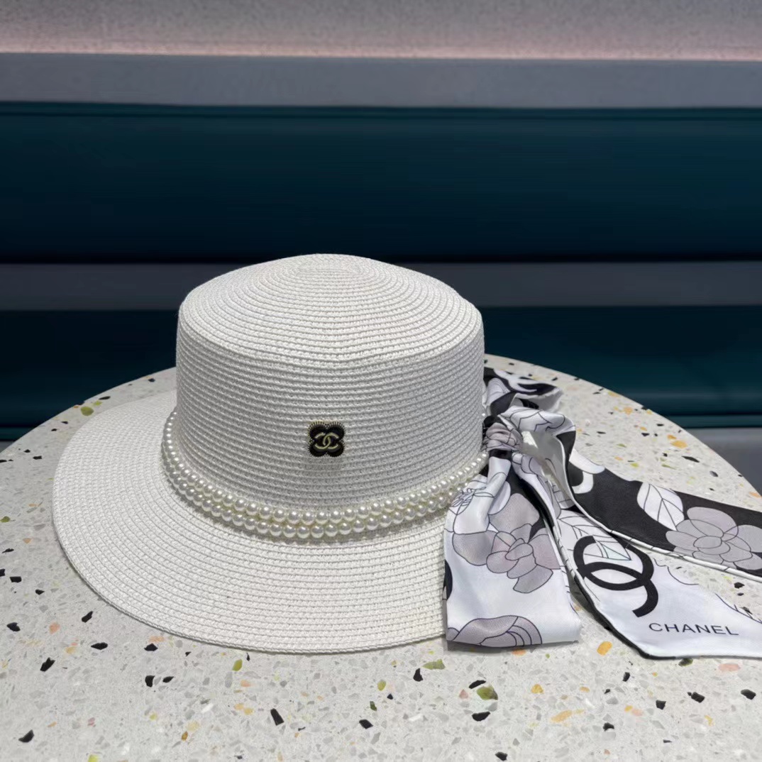 Chanel Boater Hat White