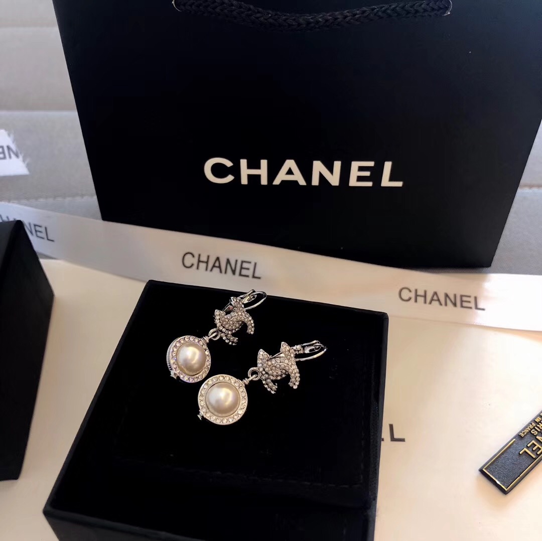 Chanel CC Drop Earrings