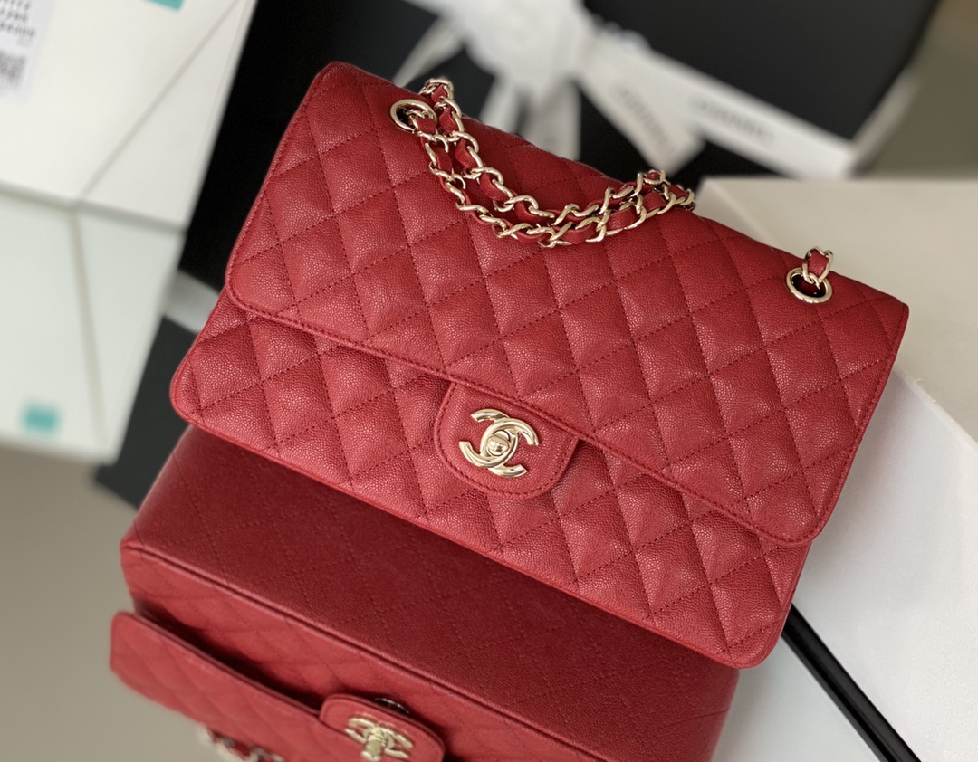 Chanel Classic Handbag 26cm Red For Women A01112 – Fapert