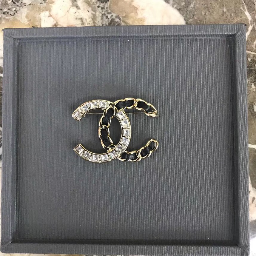 Chanel Diamond and Leather Brooch