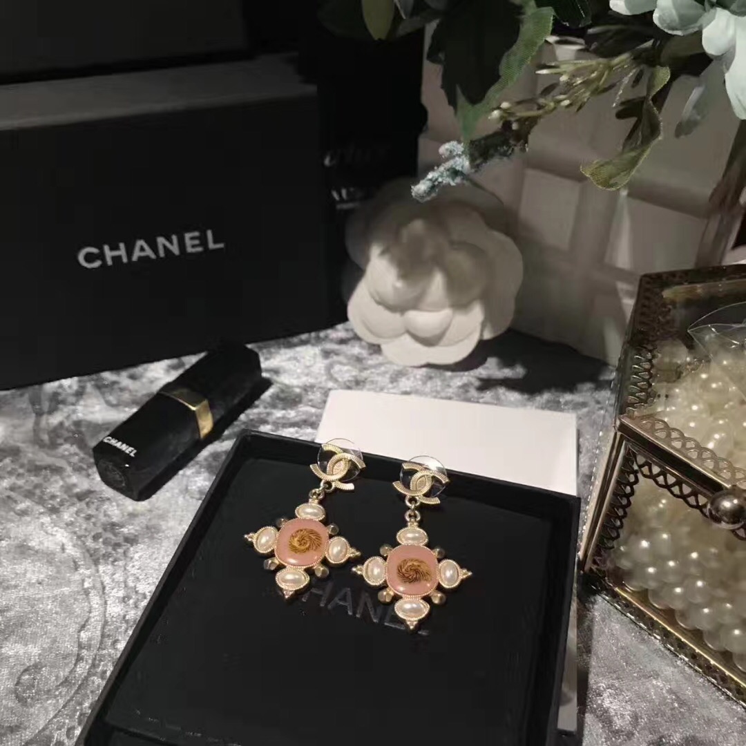 Chanel Logo CC Drop Earrings