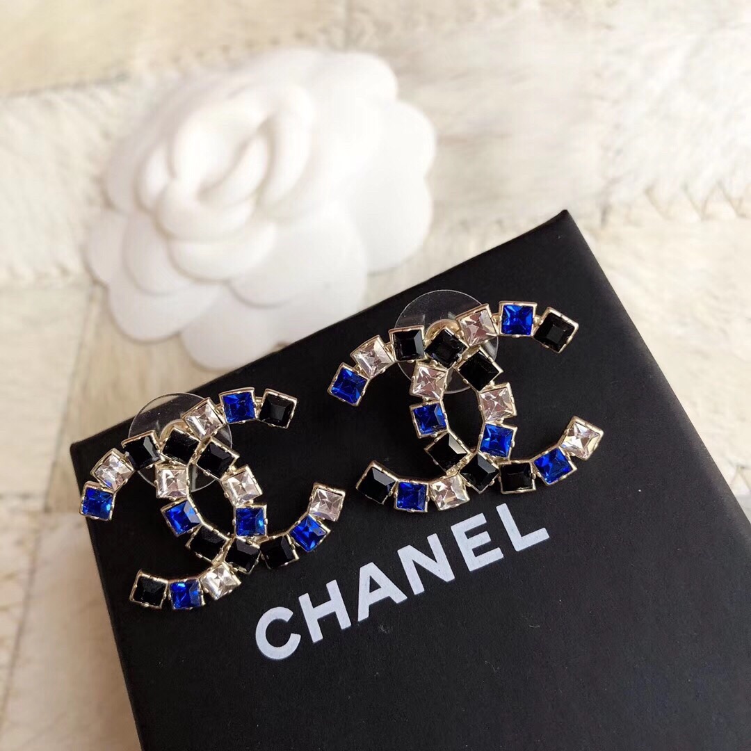 Chanel Stone Logo Earrings