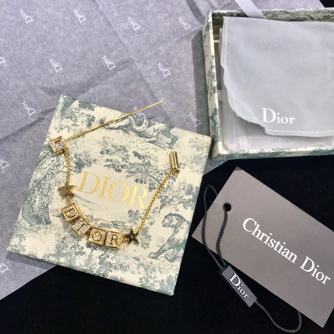 Christian Dior Gold Brooch