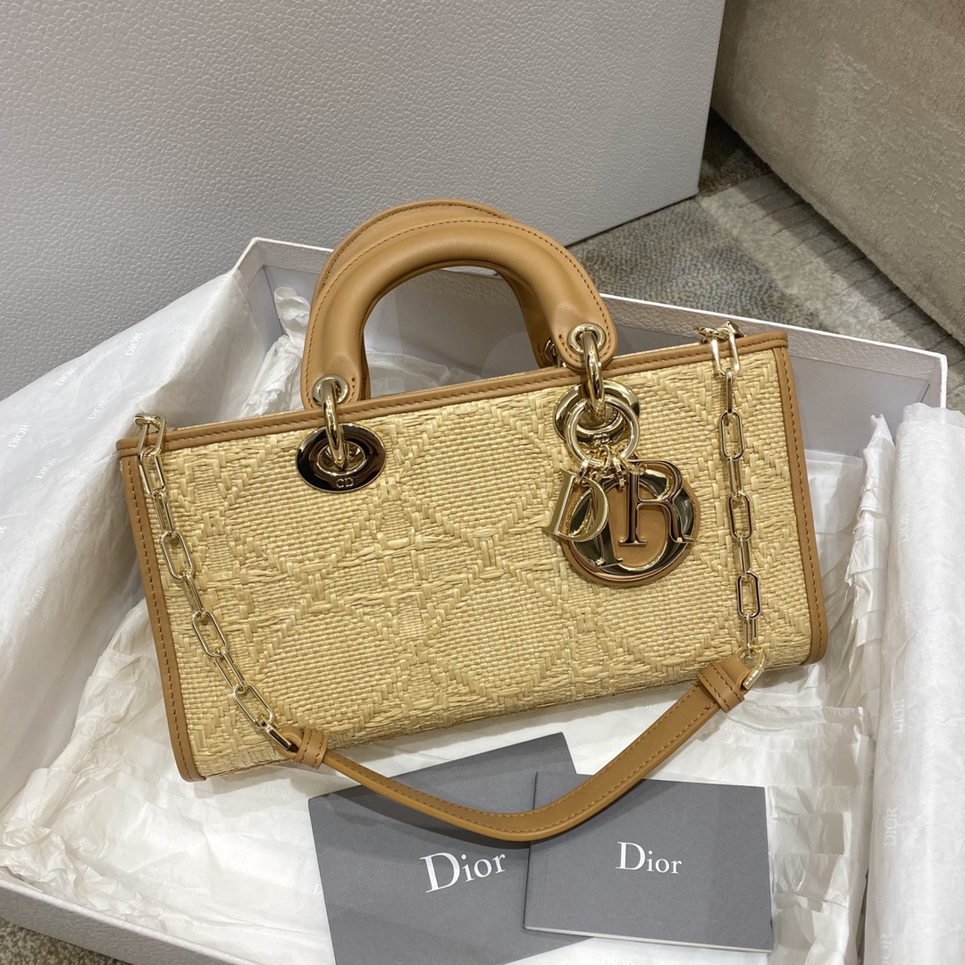 Christian Dior Lady D-Joy Bag Natural Cannage Raffia, Brown, For Women Women’s Handbags, 26cm CD M0540OMBD_M925 – Fapert