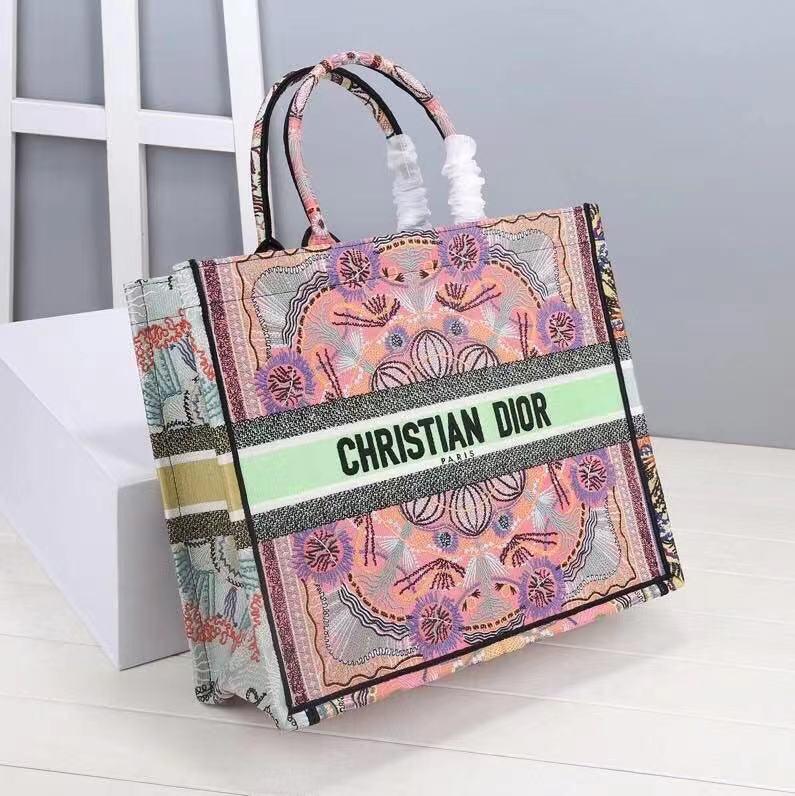 Christian Dior Large Dior Book Tote Multicolor Dior In Lights Embroidery, Pink Multicolor, For Women Women’s Handbags, Shoulder Bags, 42cm CD – Fapert - Image 4