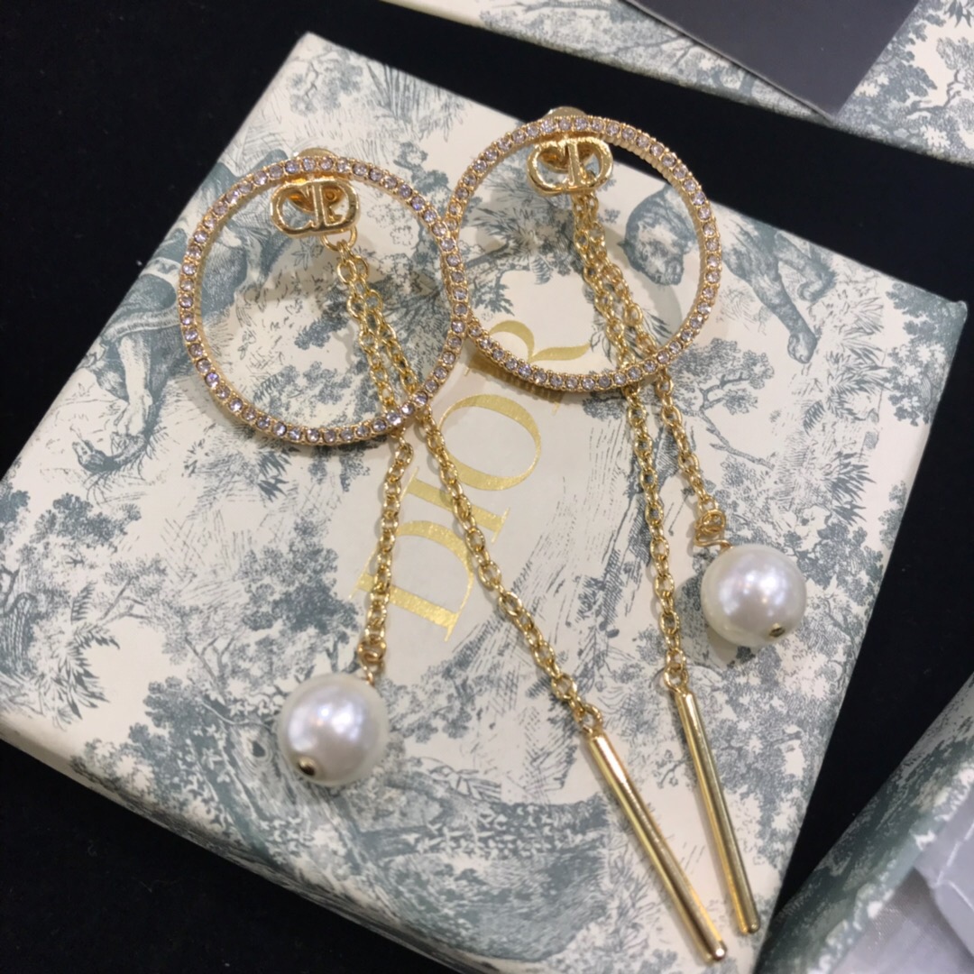 Christian Dior Link Drop Earrings