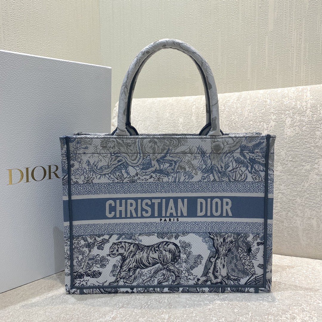 Christian Dior Medium Dior Book Tote Blue Toile de Jouy Reverse Embroidery, Blue, For Women Women’s Handbags, Shoulder Bags, 36cm CD M1296ZRGO_M928 – Fapert